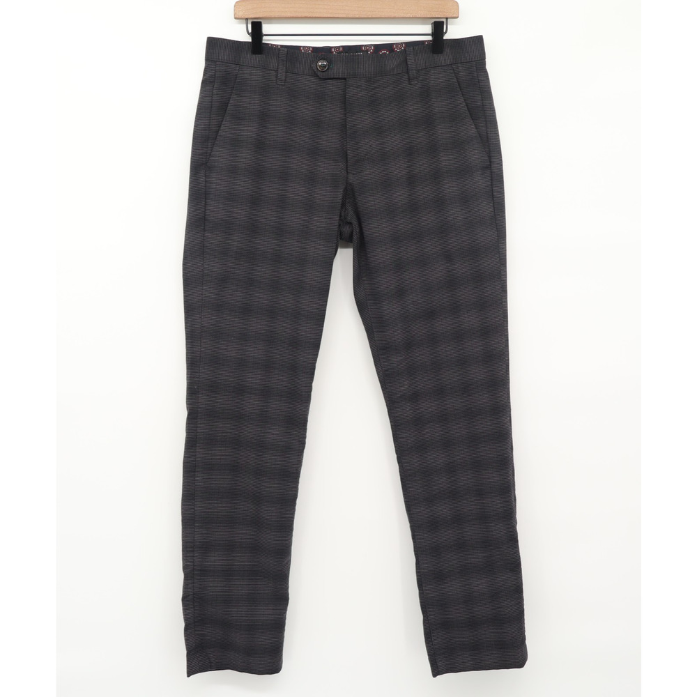 Ted Baker Men's Blurred Plaid Heritage Classic Tailoring British Pants Sz 34R